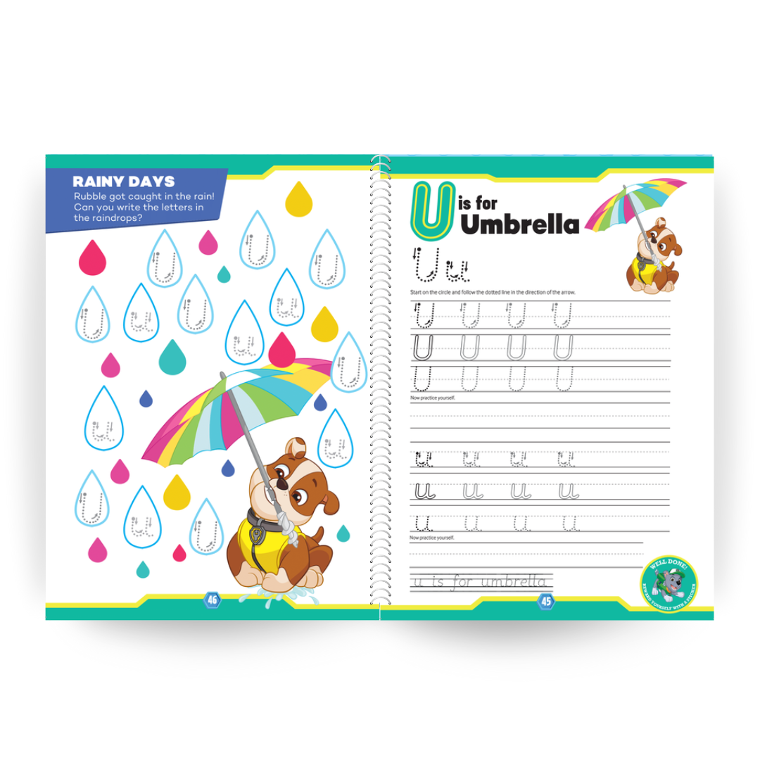 PAW PATROL Learn To Write The Alphabet Book & Pencil Beginners Set | Ages 3-5