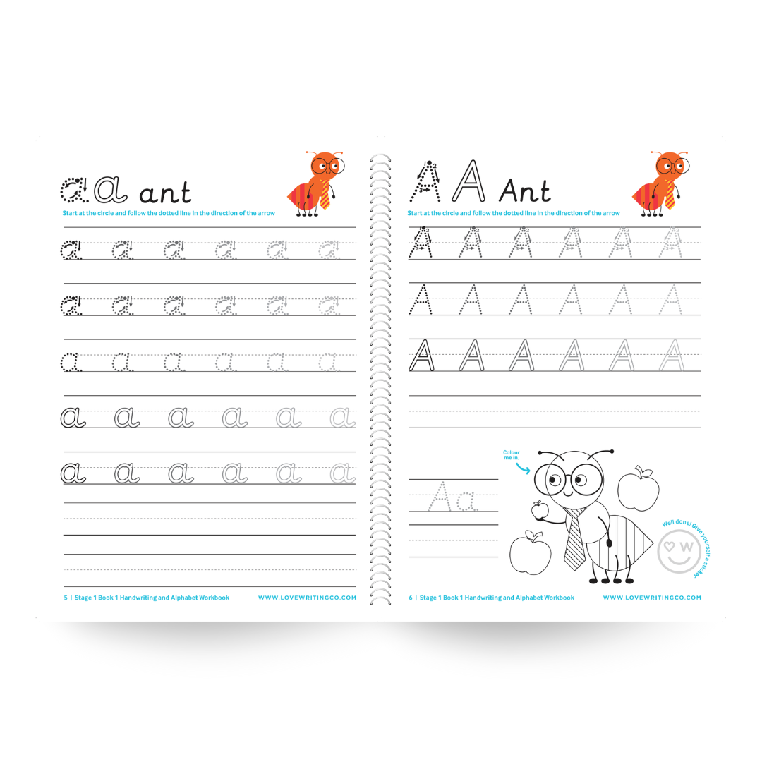 Handwriting and Alphabet Practice Book 1 and Tripod Grip Pencil Set-Age 3-5