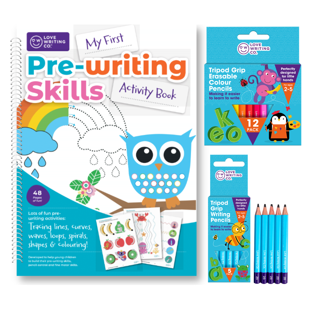 My First Pre-Writing Skills Starter Pack Age 2+: Book, Pencils and Colouring Pencils Set