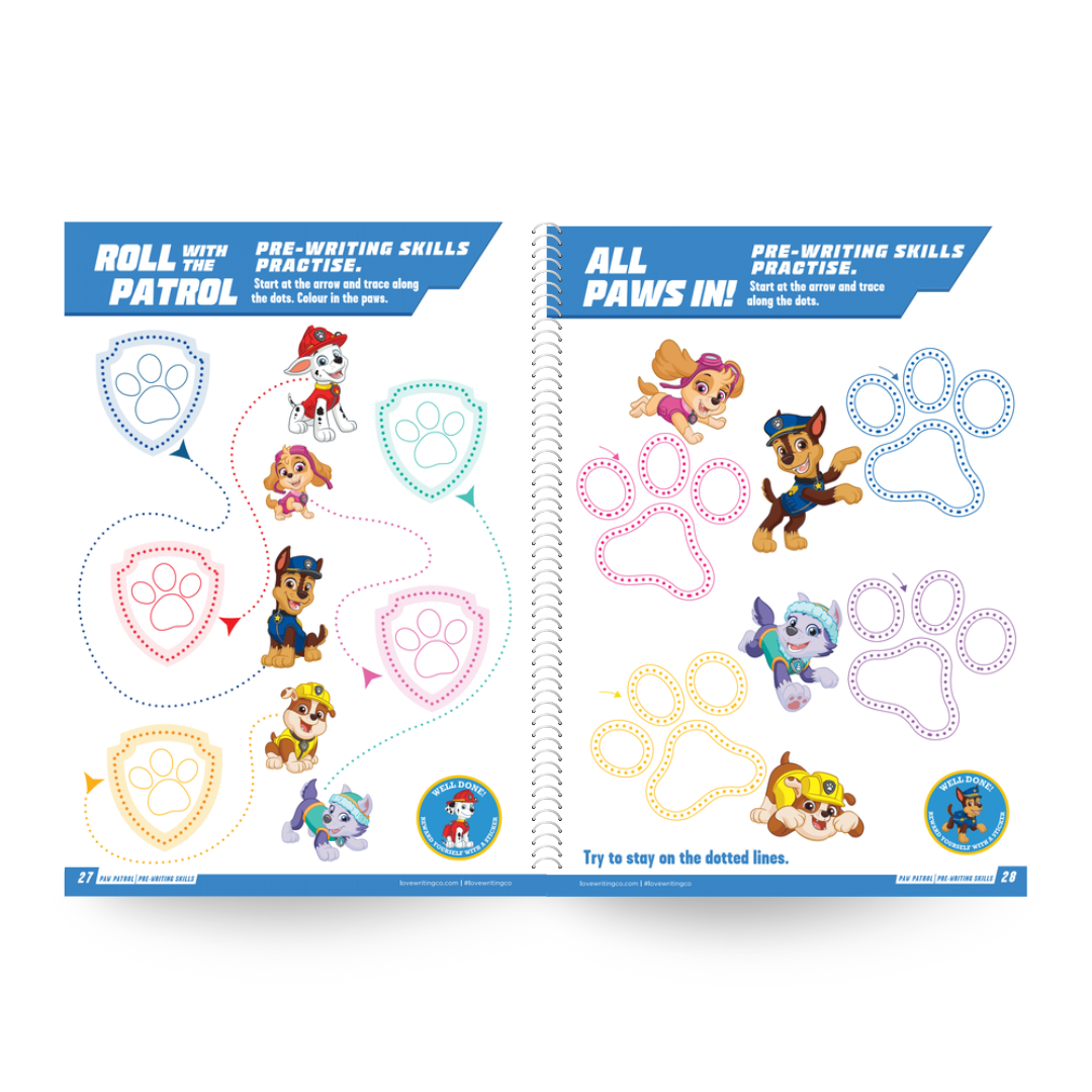My First PAW PATROL Pre-Writing Skills Bundle | First Writing Steps Ages 2+