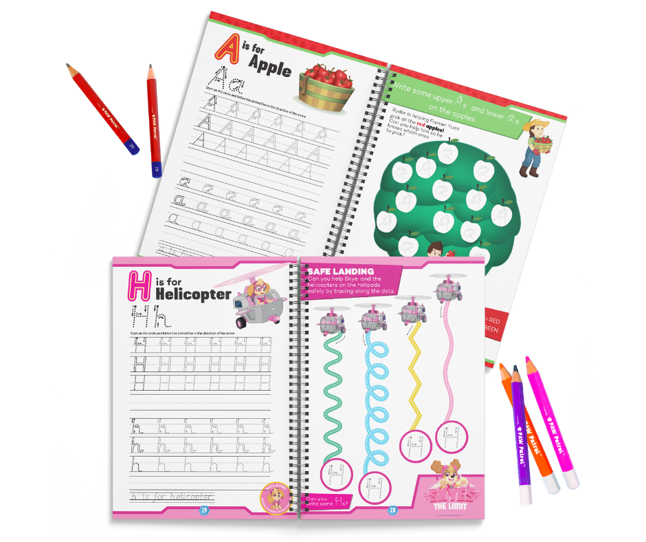 Beginners PAW PATROL Learn To Write The Alphabet Book & Pencils Set | Ages 3-5
