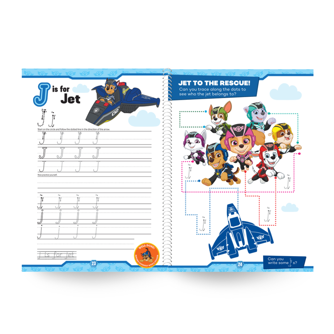 PAW PATROL Learn To Write The Alphabet Book & Pencil Beginners Set | Ages 3-5