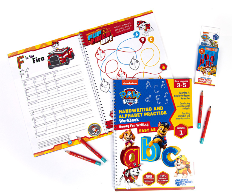 PAW PATROL Learn To Write The Alphabet Book & Pencil Beginners Set | Ages 3-5