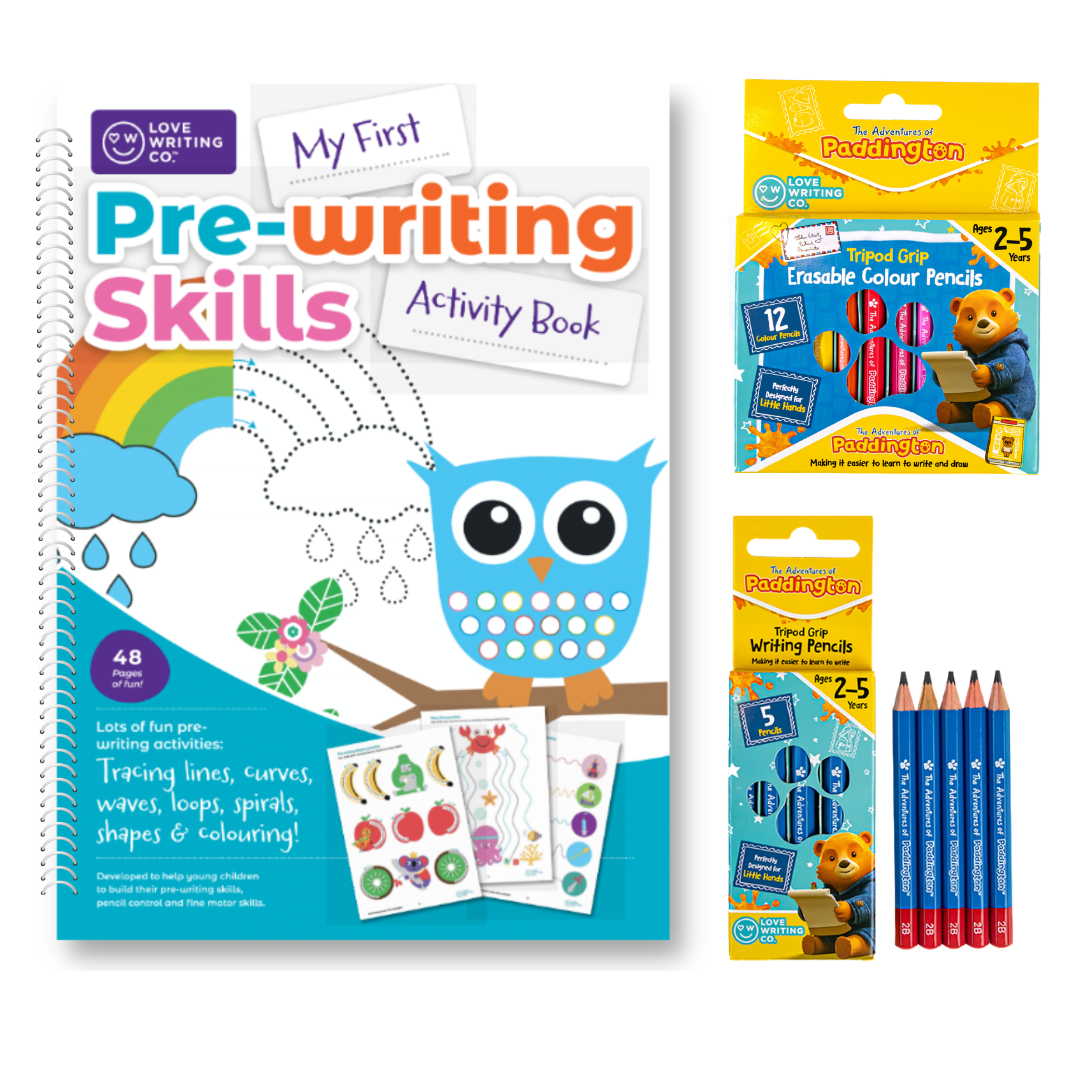 My First Pre-Writing Skills Starter Pack Age 2+: Book, Pencils and Colouring Pencils Set