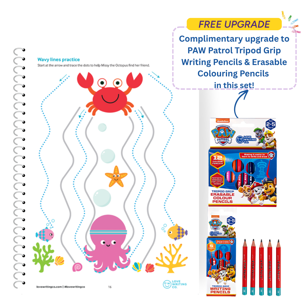 My First Pre-Writing Skills Starter Pack Age 2+: Book, Pencils and Colouring Pencils Set