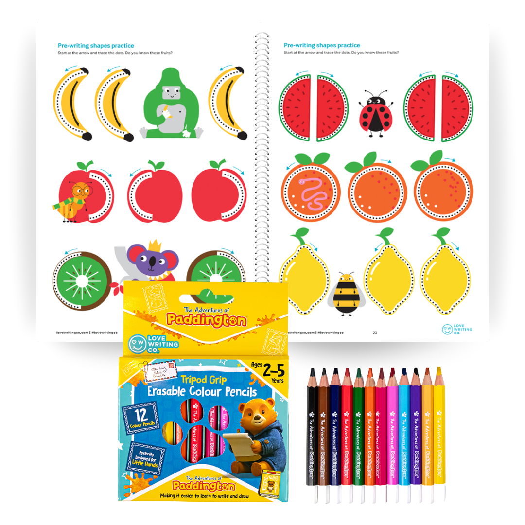 My First Pre-Writing Skills Starter Pack Age 2+: Book, Pencils and Colouring Pencils Set