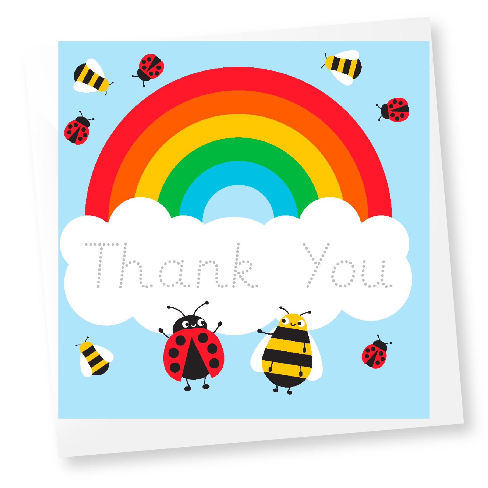 'Thank You' Fun Traceable Greeting Cards For Kids: Multi-Pack of 10 -Personalised
