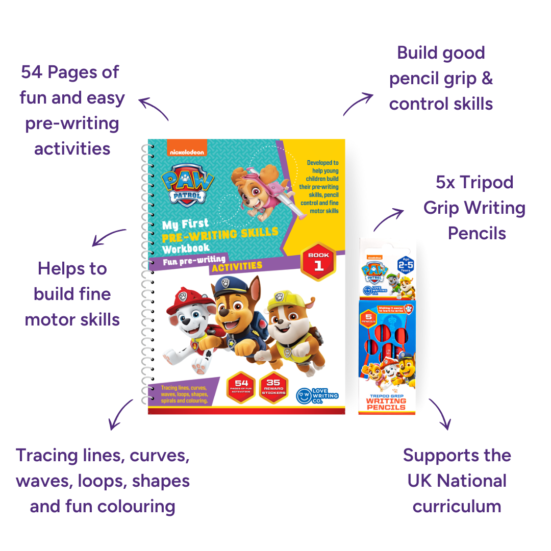 My First PAW PATROL Pre-Writing Skills Book & Pencils Set | First Writing Steps Ages 2+