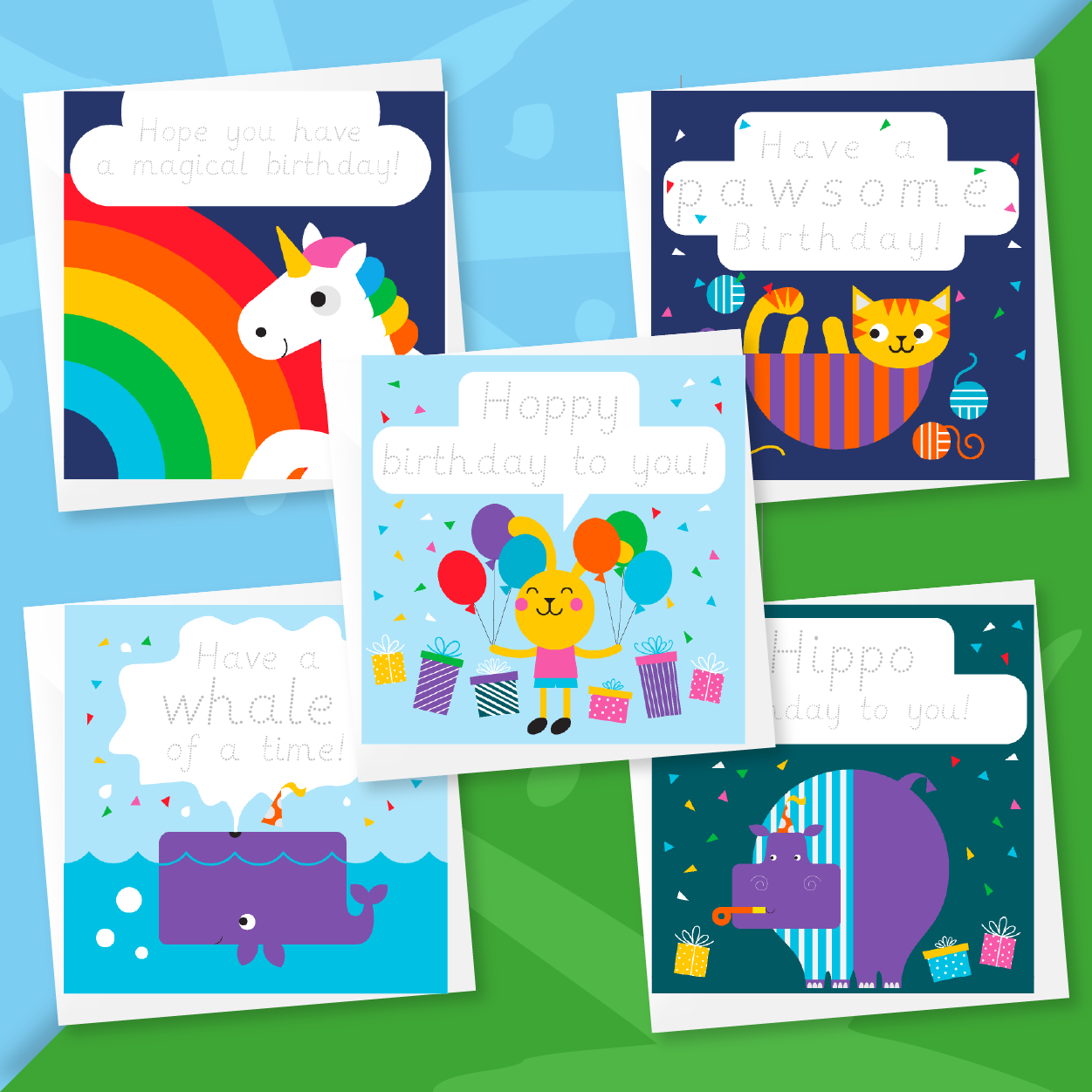 Trace & Personalise Fun Birthday Cards - Pack Of 10