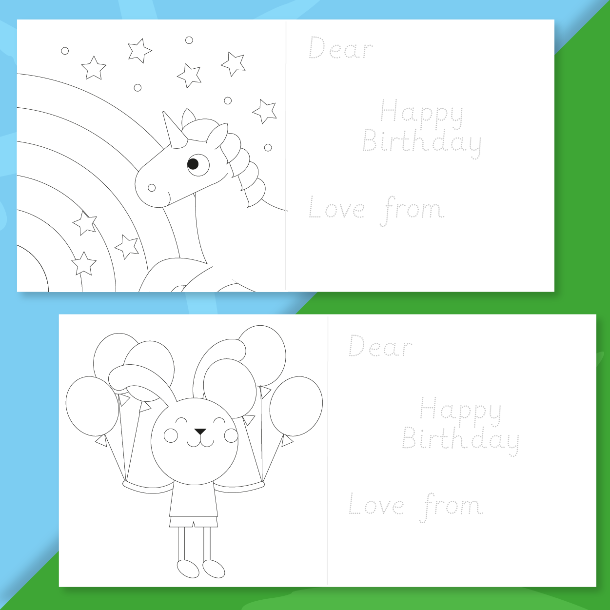 Trace & Personalise Fun Birthday Cards - Pack Of 10