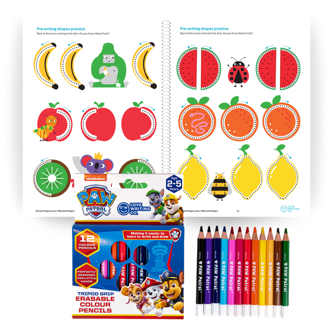 My First Pre-Writing Skills Starter Pack Age 2+: Book, Pencils and Colouring Pencils Set