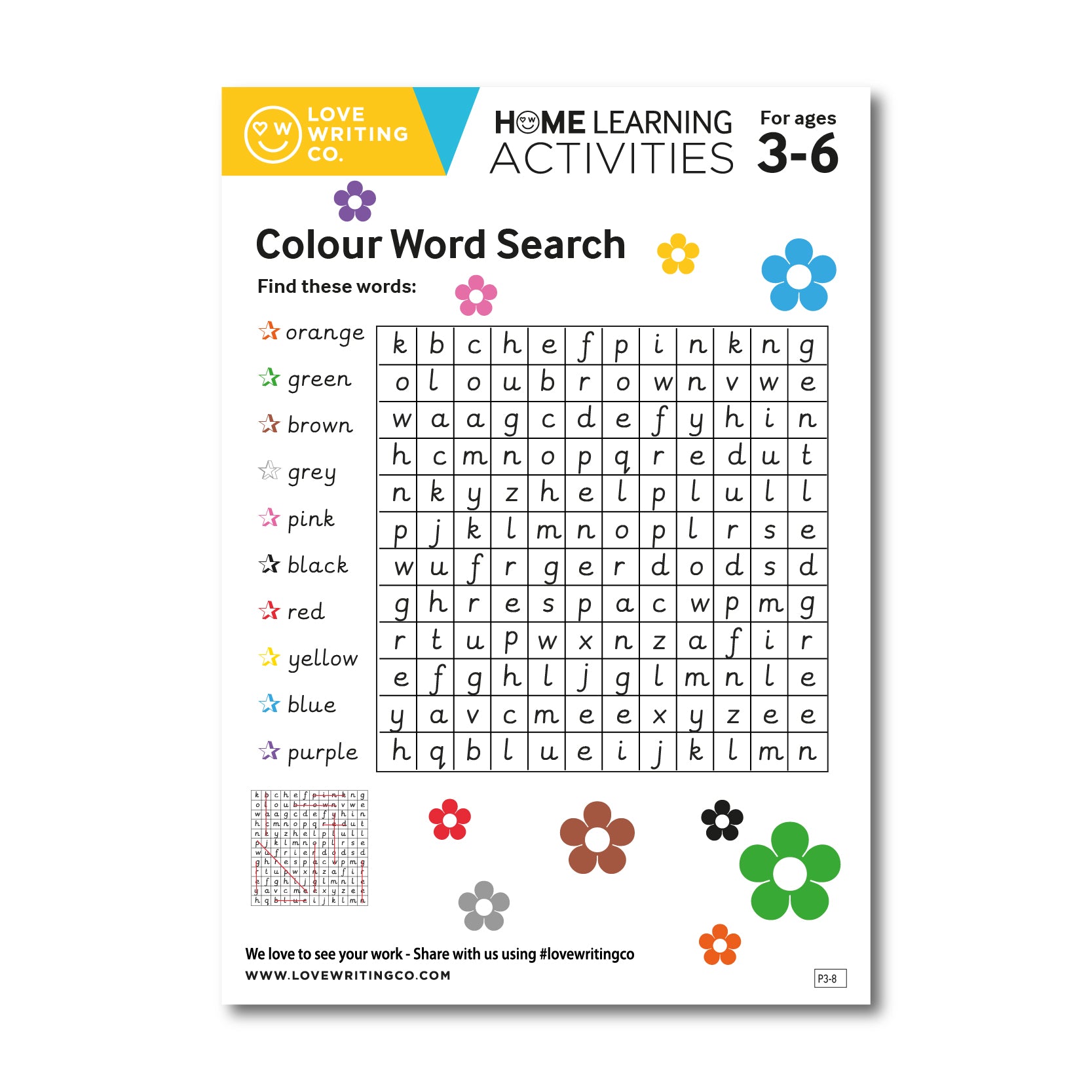 Colour word search activity