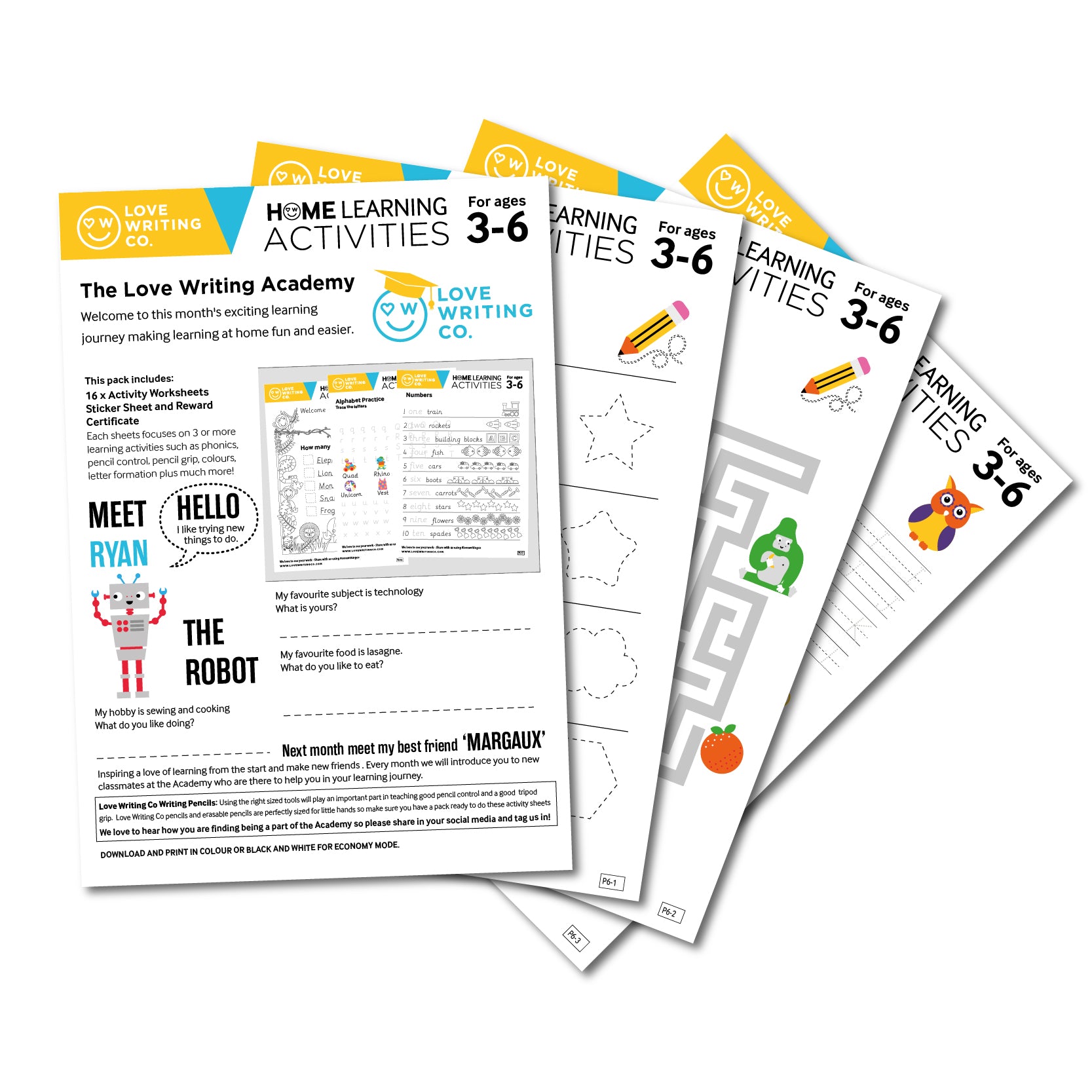 Handwriting Practice Worksheets Download Pack 6: Ages 3-6