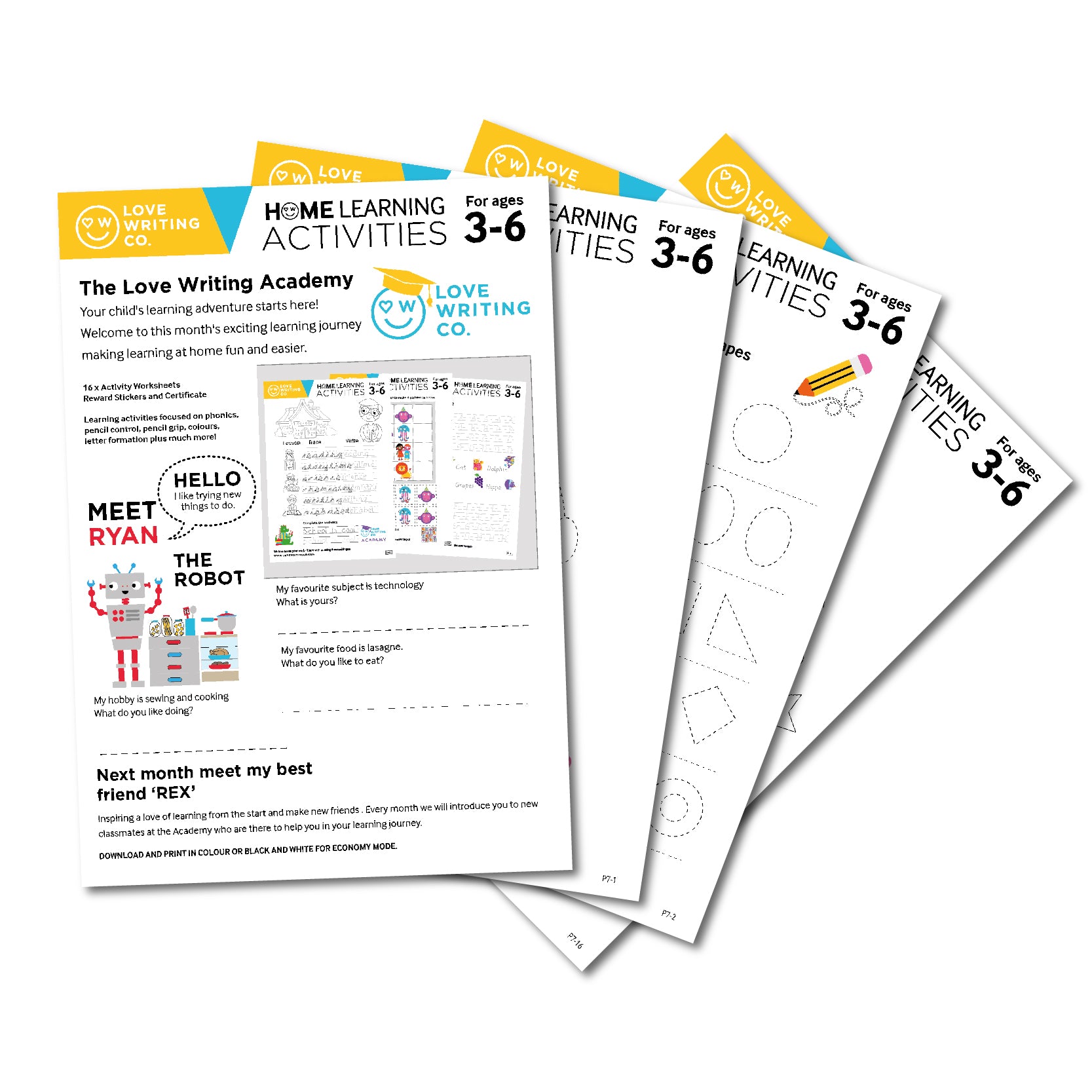 Handwriting Practice Worksheets Download Pack 7: Ages 3-6