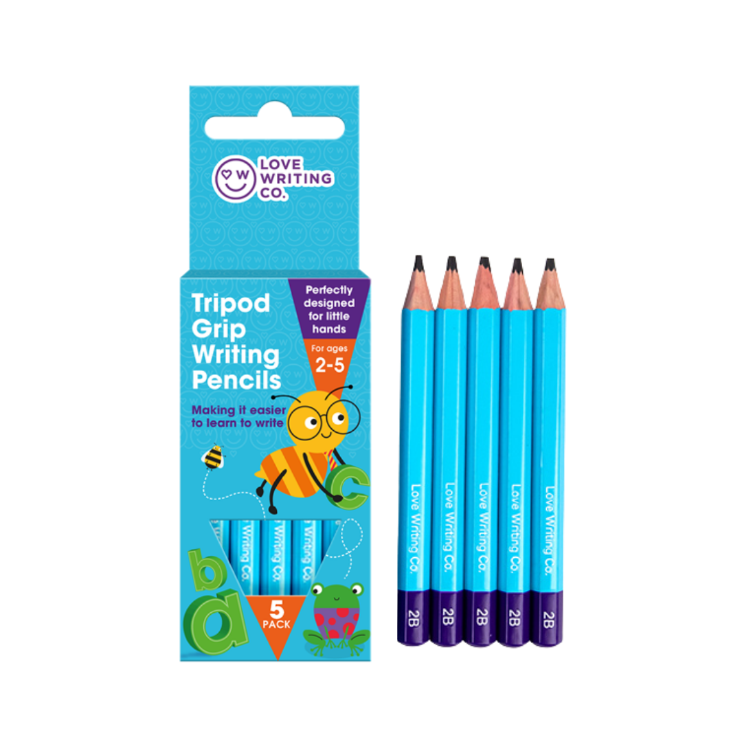 New Tripod Grip Love Writing Co. Writing Pencils 5 Pack - Ages 2-5