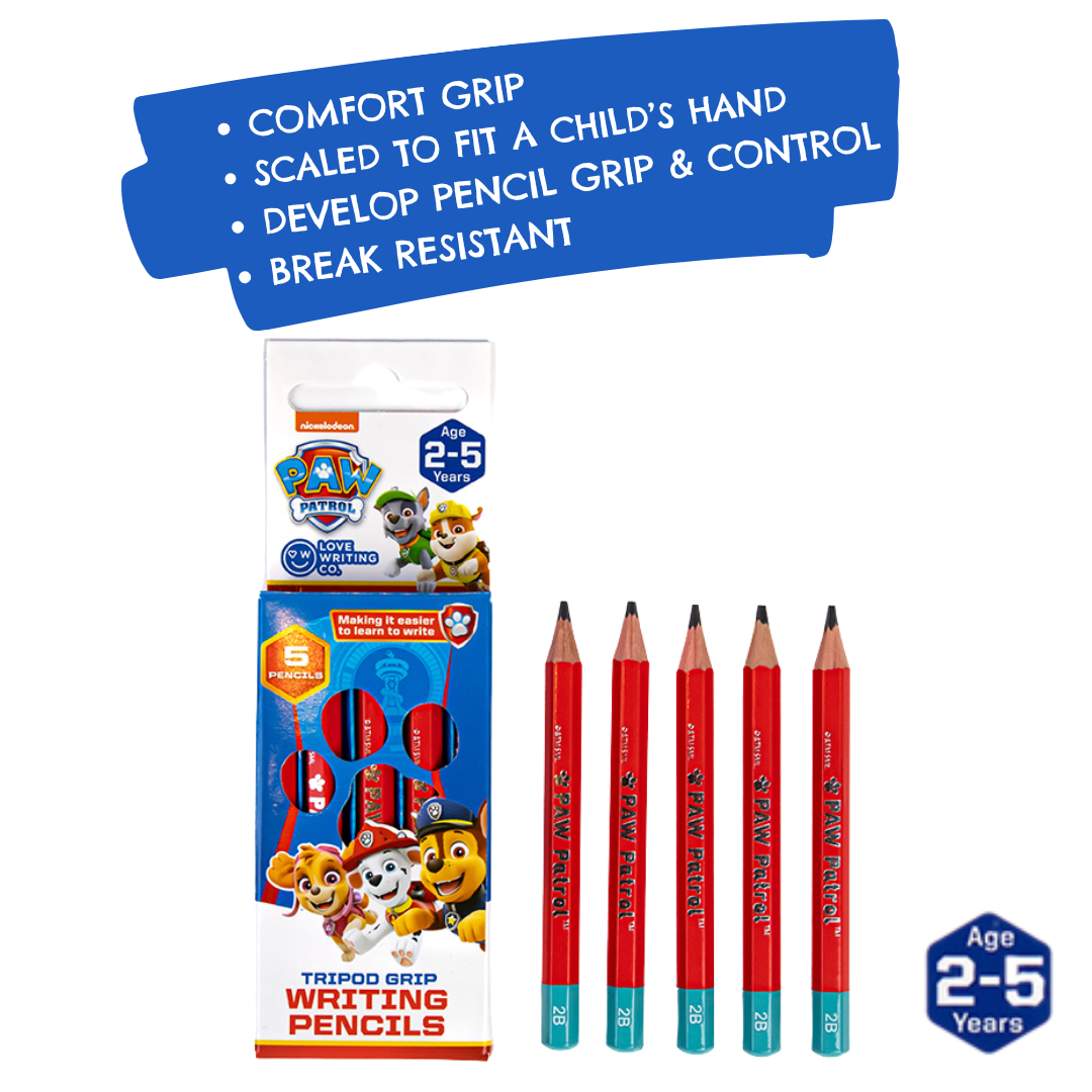 PAW PATROL Tripod Grip Writing Pencils 5 Pack: Ages 2-5