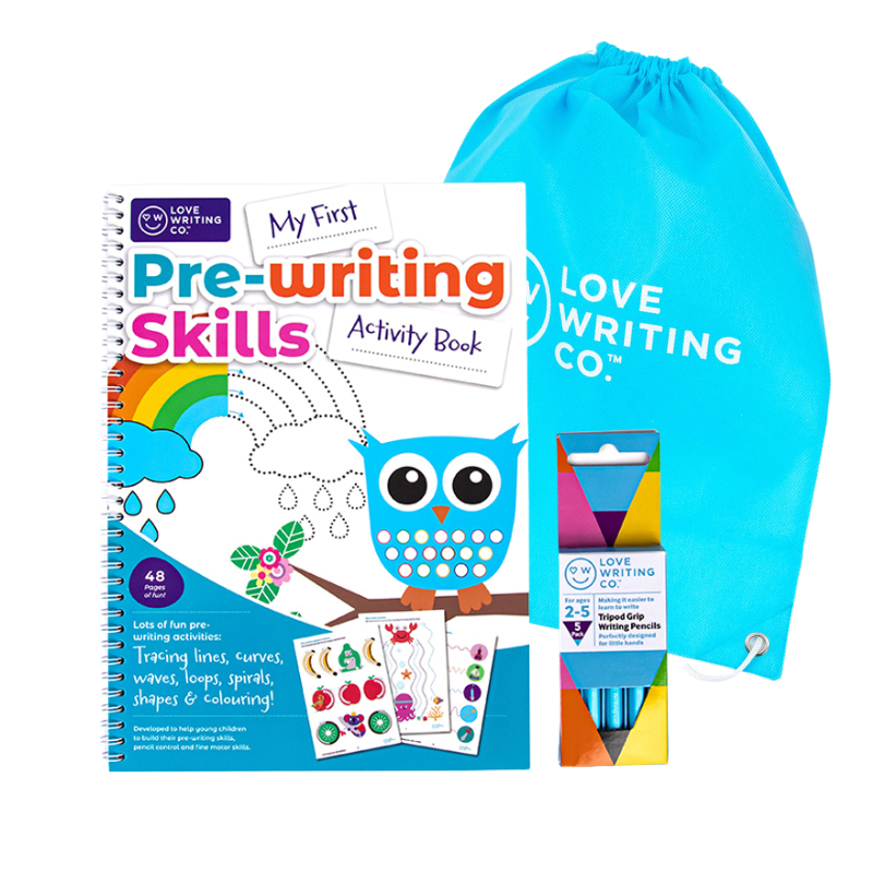 Pre-Writing Skills Activity Workbook  & Tripod Grip Pencils Bundle Ages 2 Plus