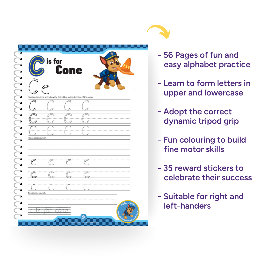 PAW PATROL Learn To Write The Alphabet Activity Book Ages 3-5