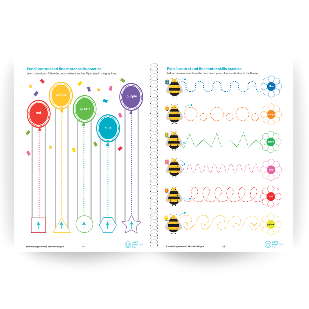 Pre-Writing Skills Activity Workbook & Tripod Grip Pencils Bundle: Ages 2 Plus