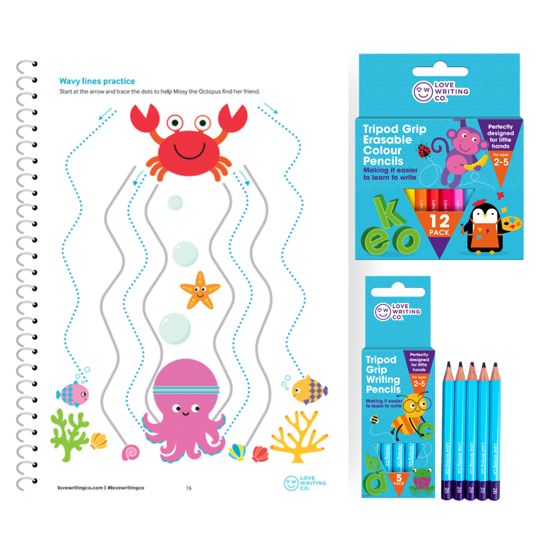 Left-Handed Learning Adventure Pack for Ages 3-5-Improve Pencil Grip and Control.