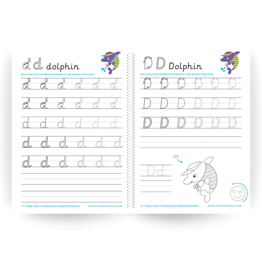Handwriting and Alphabet Practice Book 1 and Tripod Grip Pencil Set-Age 3-5