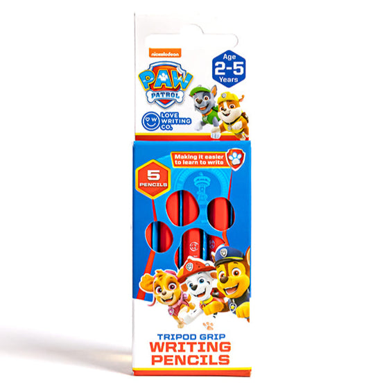 PAW PATROL Tripod Grip Writing Pencils 5 Pack Ages 2-5