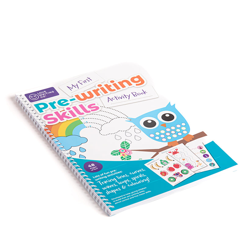 Pre-Writing Skills Activity Workbook  & Tripod Grip Pencils Bundle Ages 2+
