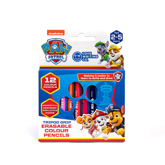 PAW PATROL Erasable Tripod Grip Colour Pencils Pack of 12 Ages 2-5