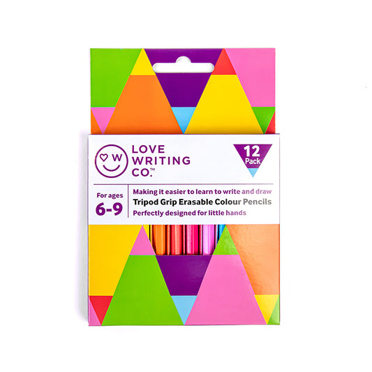 Ages 6-9 Tripod Grip Erasable Pencils x12 | Colouring Fun | Love Writing Co.