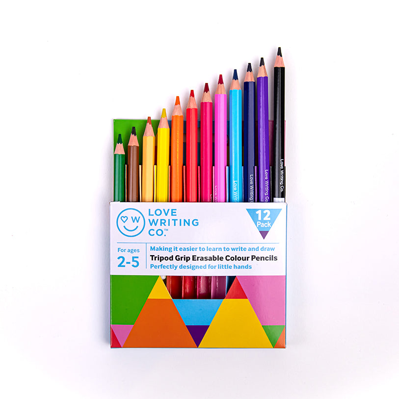 Erasable Colouring Tripod Grip Pencils x 12 - Ages 2-5