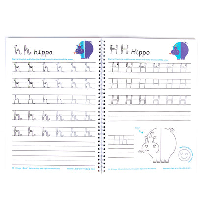Handwriting and Alphabet Practice Book 1 and Tripod Grip Pencil Set-Age 3-5