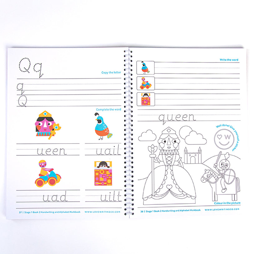 Handwriting & Alphabet Practice Book 2 & Tripod Grip Pencils Set - Age 3-5