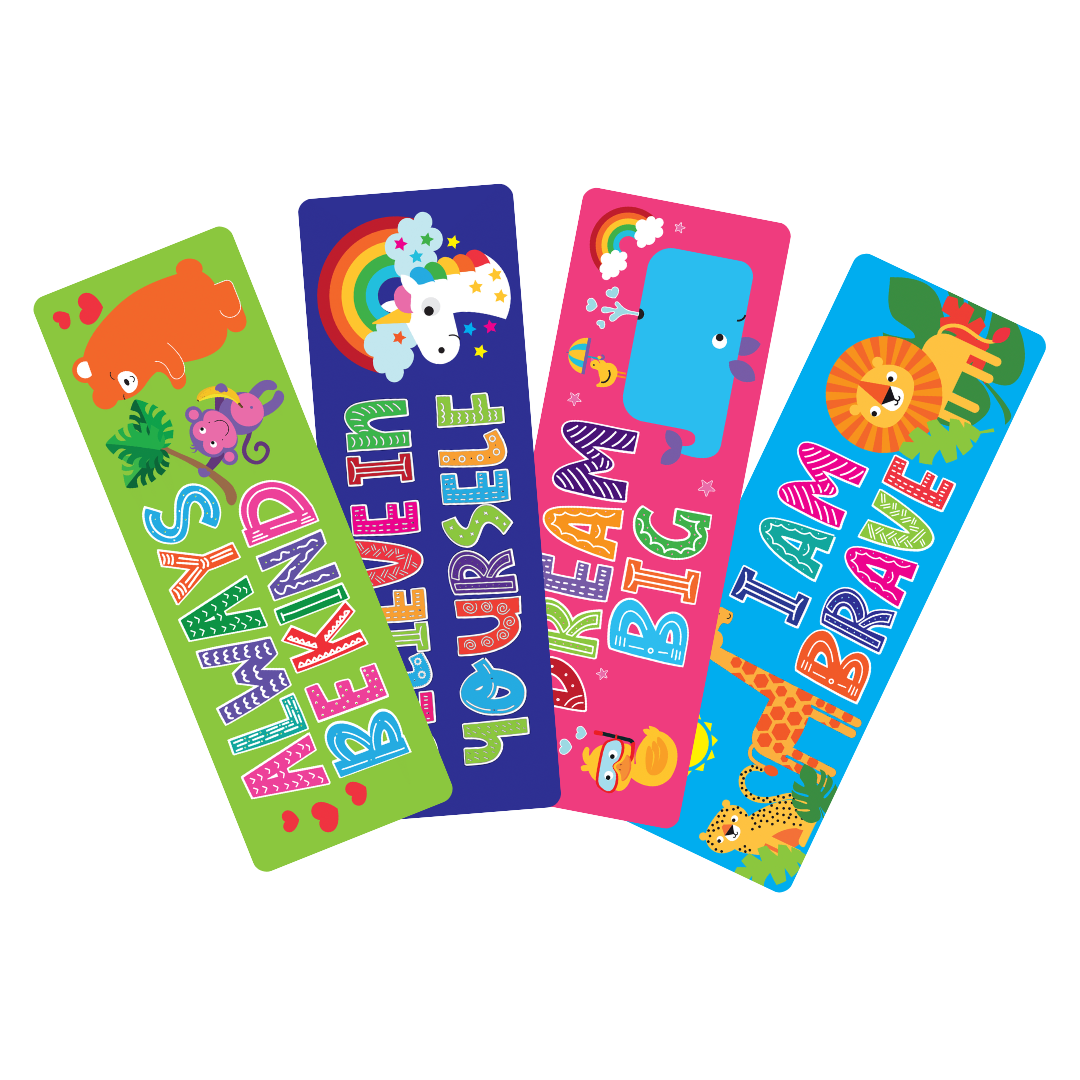 Kids' Positive Affirmation Bookmarks | Tracing & Colouring - Pack of 4