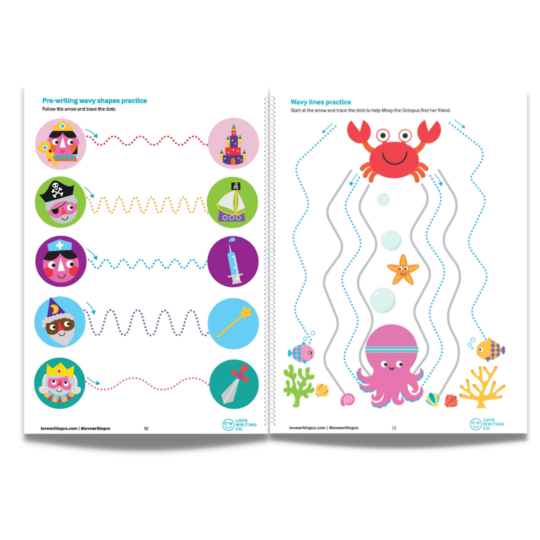 Pre-Writing Skills Activity Workbook - Early Writing For Children Age 2-5. Love Writing Co.