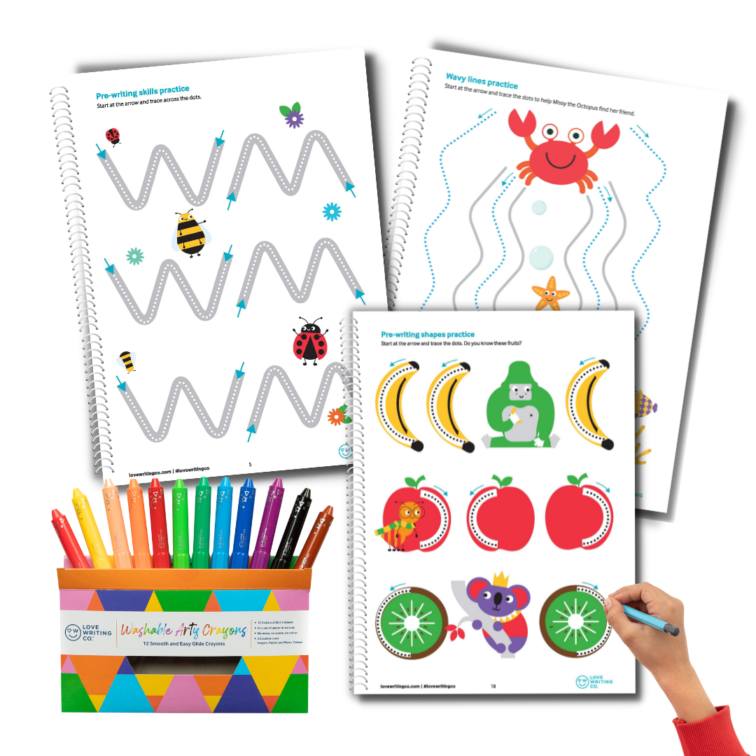 Pre-Writing Skills Bumper Starter Pack For Children Age 2+ Book and Pencil Set