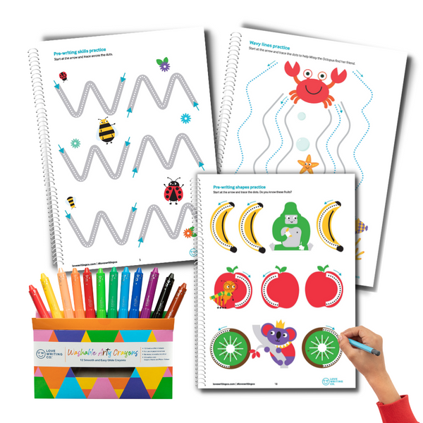 NEW! My First Pre-Writing Skills Activity Book & Pack of 5 Tripod Grip Writing Pencils Bundle