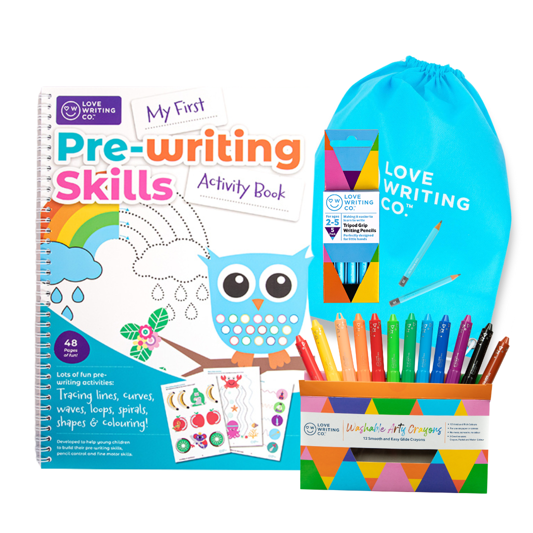 Pre-Writing Skills Bumper Starter Pack For Children Age 2+ Book and Pencil Set