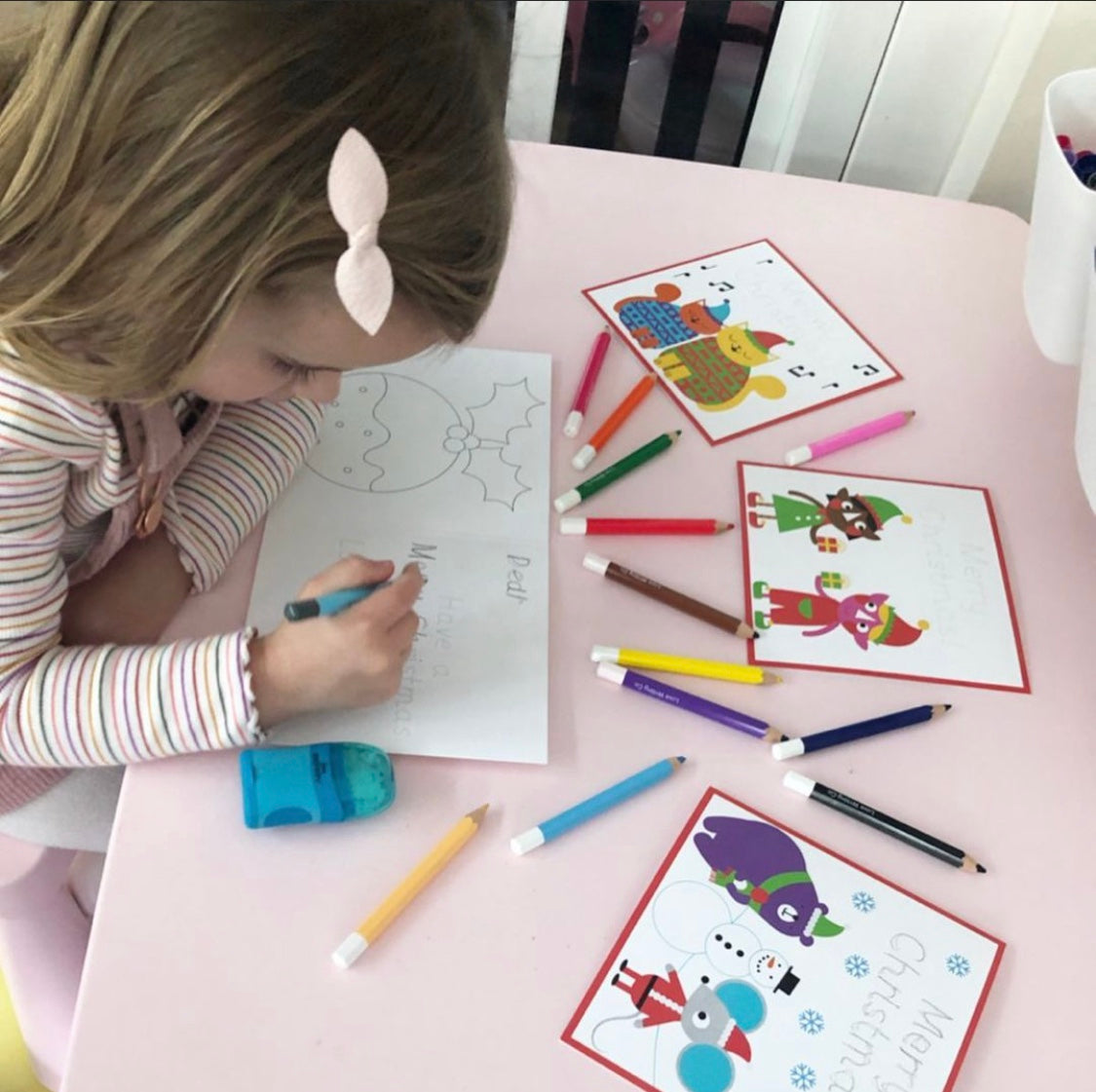 Traceable Christmas Handwriting Practice Cards for Kids-10 Pack - Trace, Colour & Draw