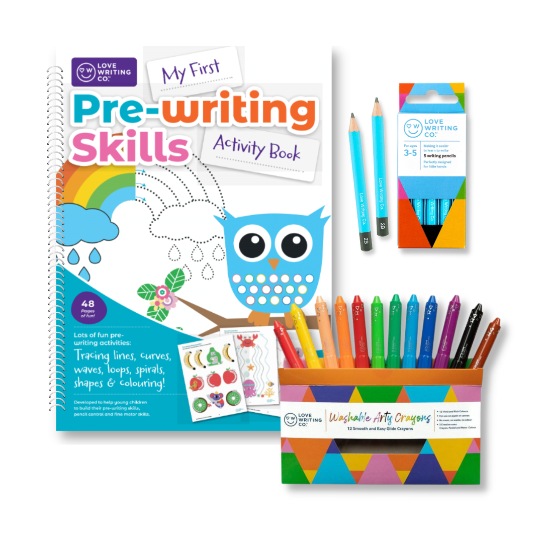 Pre-Writing Skills Bumper Starter Pack For Children Age 2+ Book and Pencil Set