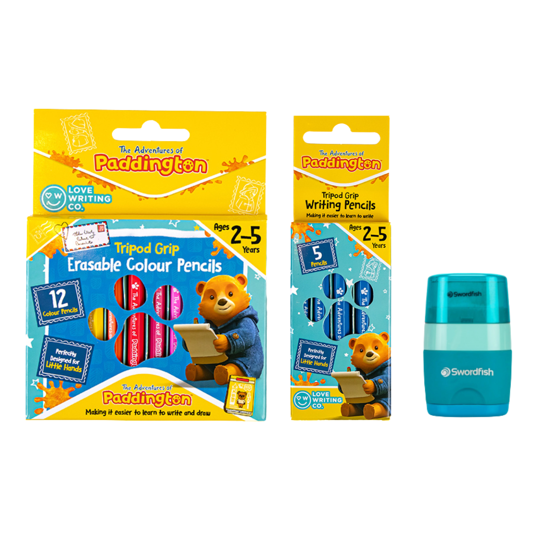Tripod Writing Grip & Erasable Colouring Pencils Bundle | Ages 3-5