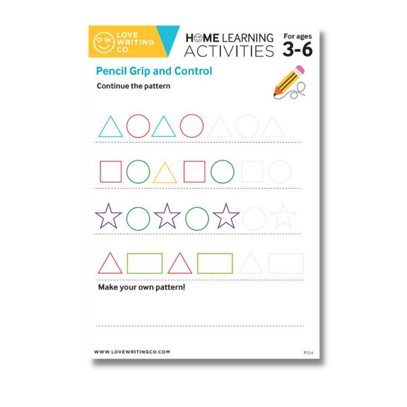 Pencil grip and control activities with shapes