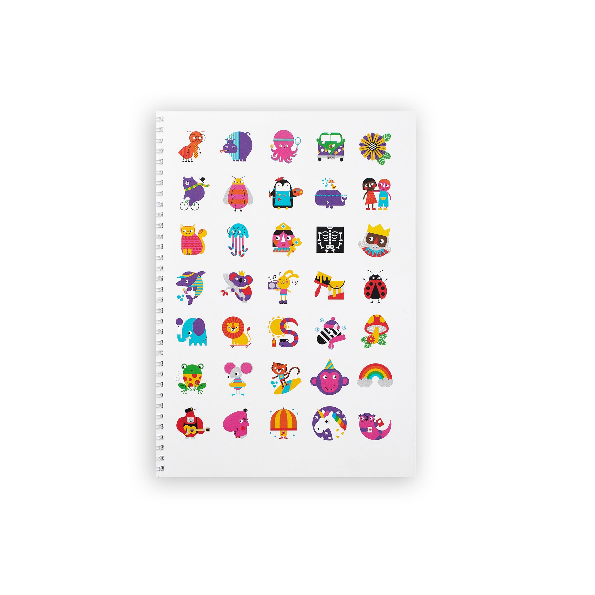 Book page with colourful stickers for children kids stationery online