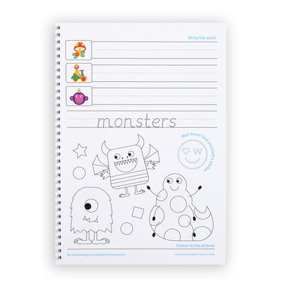 Colouring sheet on Monsters with dots to join up to help spelling activity sheet with colouring pictures 