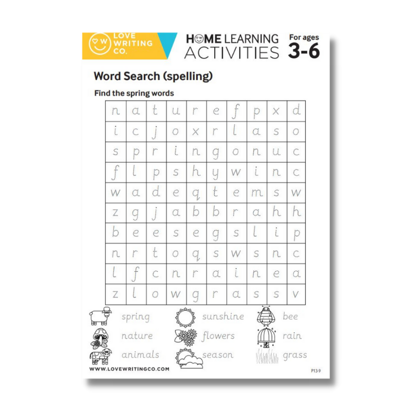 Word search spelling activity
