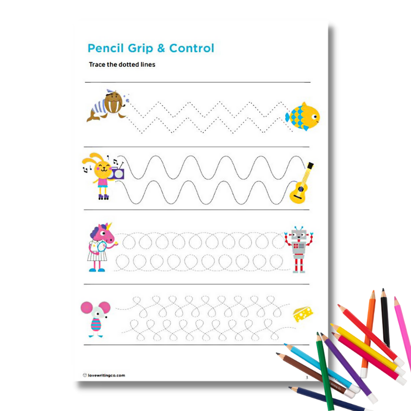 Trace the dotted lines activities for pencil grip & control