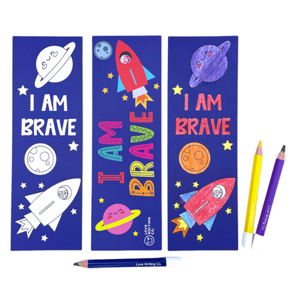 Positive Affirmation Book Marks with colouring pencils