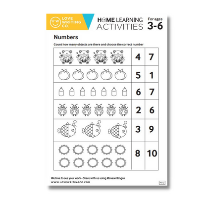 Numbers activities by Love Writing Co
