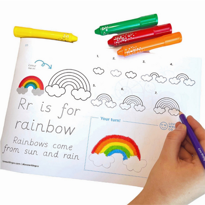 Tracing and colouring activities for letter R