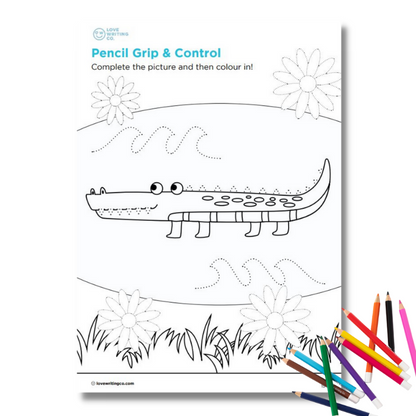 Tracing and colouring activities for pencil grip & control