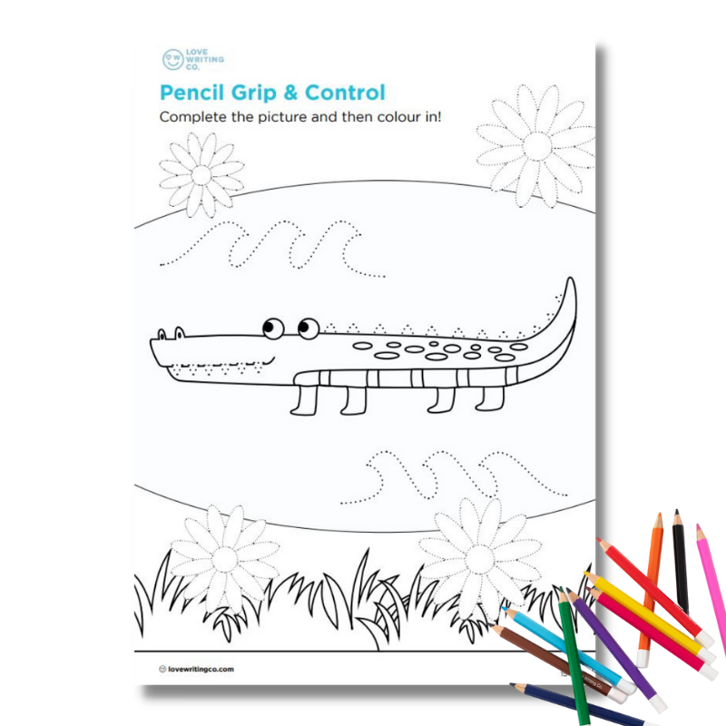 Tracing and colouring activities for pencil grip & control